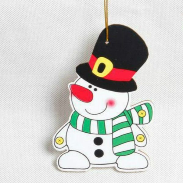 2 PCS Paper Cartoon Christmas Santa Claus Snowman Christmas Tree Pendant (Top Hat Snowman) - Image 2
