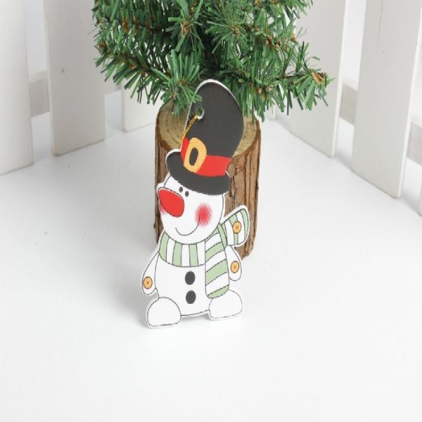 2 PCS Paper Cartoon Christmas Santa Claus Snowman Christmas Tree Pendant (Top Hat Snowman) - Image 3