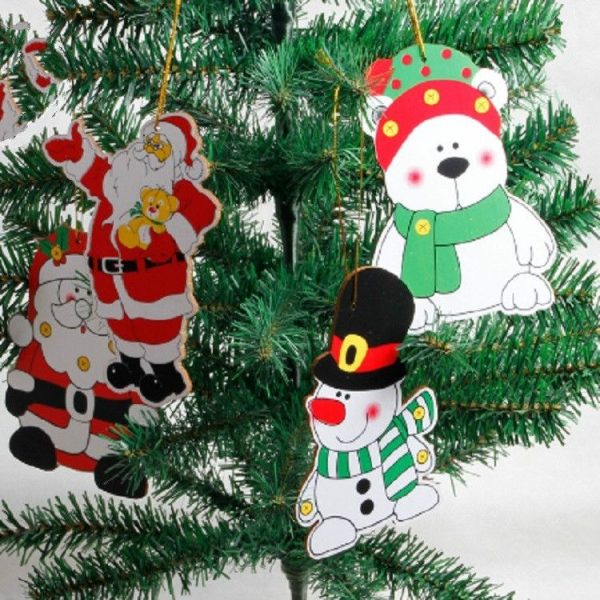 2 PCS Paper Cartoon Christmas Santa Claus Snowman Christmas Tree Pendant (Top Hat Snowman) - Image 4