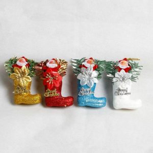 2 PCS Foam Gold Powder Boots Santa Claus Decoration Small Gift Bag Decoration Pendant, Random Color Delivery