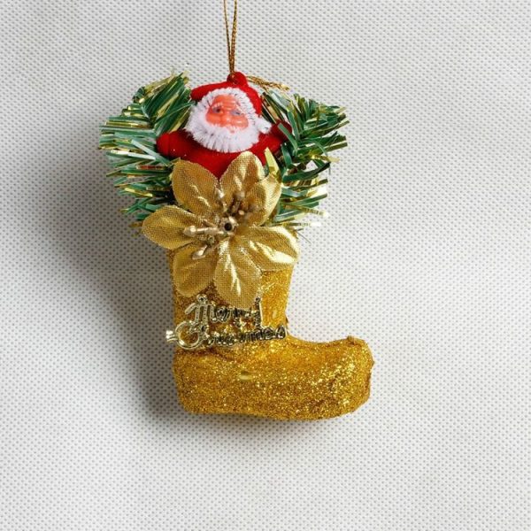2 PCS Foam Gold Powder Boots Santa Claus Decoration Small Gift Bag Decoration Pendant, Random Color Delivery - Image 2