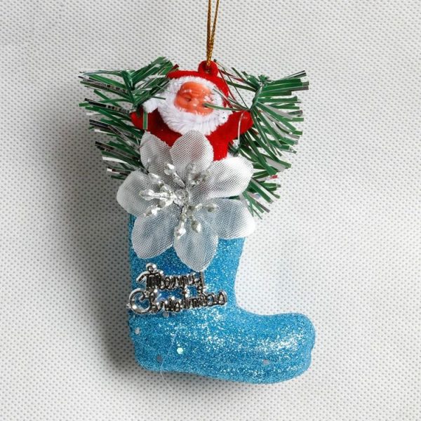 2 PCS Foam Gold Powder Boots Santa Claus Decoration Small Gift Bag Decoration Pendant, Random Color Delivery - Image 4