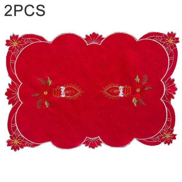 2 PCS Christmas Placemat Embroidery Table Knife and Fork Mat (Wick)