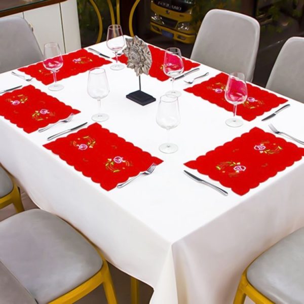 2 PCS Christmas Placemat Embroidery Table Knife and Fork Mat (Wick) - Image 5