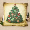 2 PCS Christmas Office Bedroom Cartoon Fabric Print Pillowcase Without Pillow (Christmas Tree)