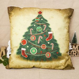 2 PCS Christmas Office Bedroom Cartoon Fabric Print Pillowcase Without Pillow (Christmas Tree)