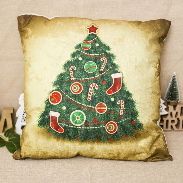 2 PCS Christmas Office Bedroom Cartoon Fabric Print Pillowcase Without Pillow (Christmas Tree) - Image 2