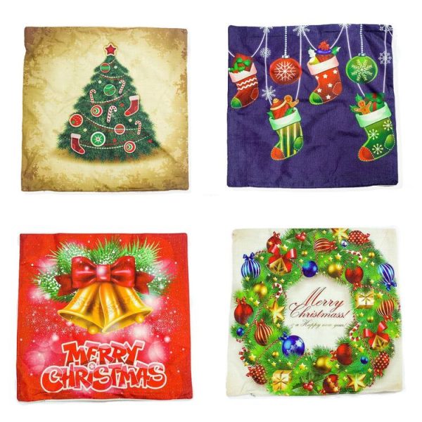 2 PCS Christmas Office Bedroom Cartoon Fabric Print Pillowcase Without Pillow (Christmas Tree) - Image 3