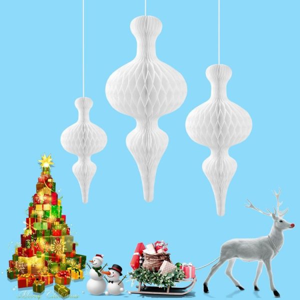 6 PCS Christmas Honeycomb Balls Lahua Paper Lantern Ornaments Wedding Birthday Party Decoration Props - Image 2
