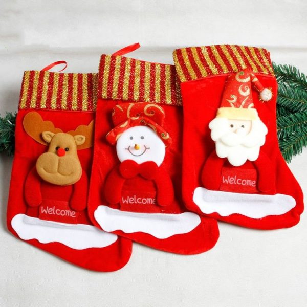 Christmas Sock Christmas Candy Bag Santa Gift Bag Christmas Pendant (Christmas Snowman) - Image 3