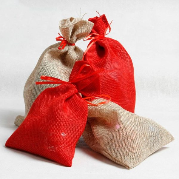 Christmas Linen Drawstring Candy Storage Pouch, Specification: Primary Color Small Size 20*13cm - Image 3