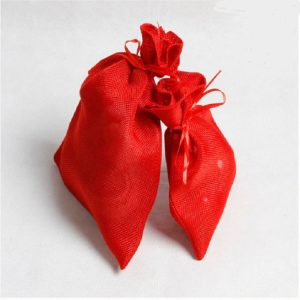 Christmas Linen Drawstring Candy Storage Pouch, Specification: Red Color Large Size 24*17cm
