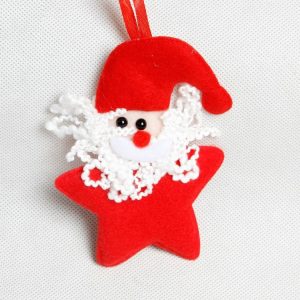 24 PCS Christmas Red Woven Pendant Beard Santa Claus Five-Pointed Star Pendant Ornament