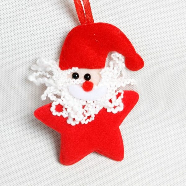 24 PCS Christmas Red Woven Pendant Beard Santa Claus Five-Pointed Star Pendant Ornament