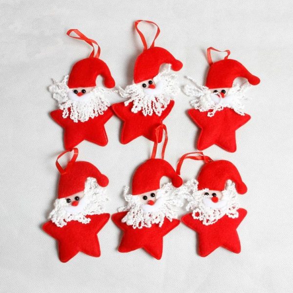 24 PCS Christmas Red Woven Pendant Beard Santa Claus Five-Pointed Star Pendant Ornament - Image 3