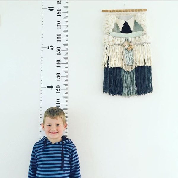 Wooden Wall Hanging Kids Growth Chart Height Measure Ruler Wall Sticker for Kids Room Home Decoration (Pink Wave) - Image 3