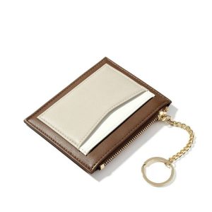 Fashion Stitching Multi-card Zipper Card Bag Multi-function Mini Wallet (Brown)