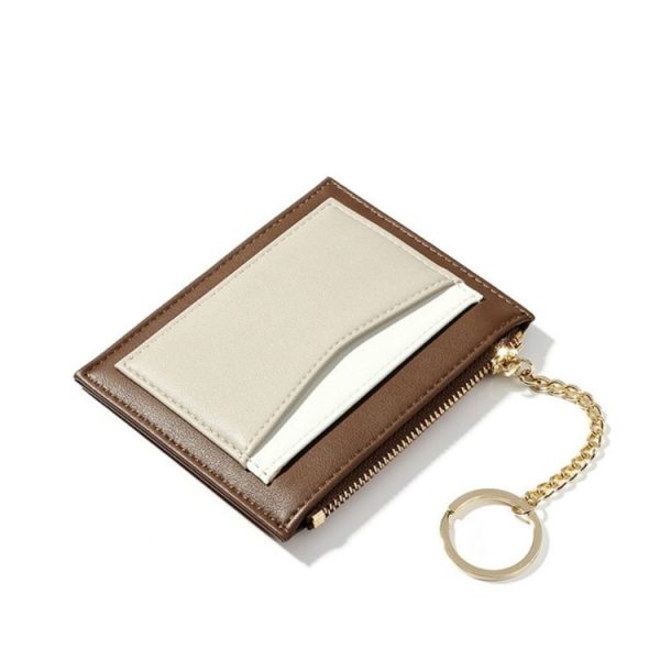 Fashion Stitching Multi-card Zipper Card Bag Multi-function Mini Wallet (Brown) - Image 2