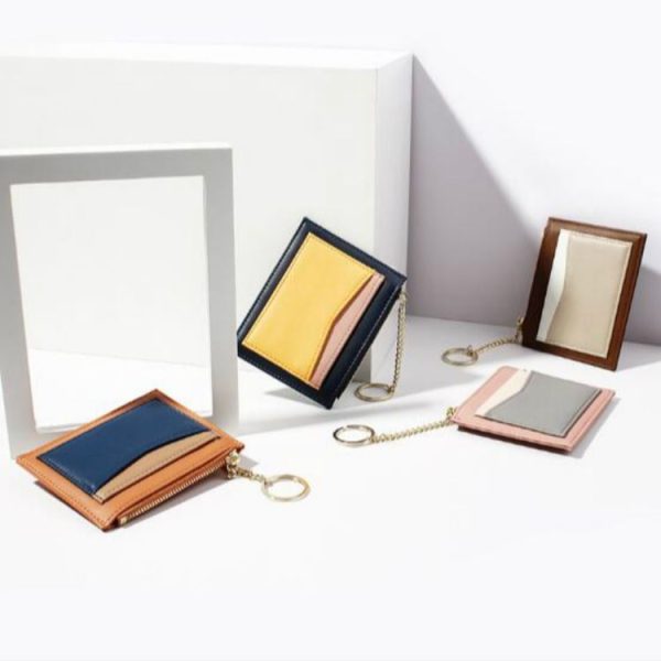 Fashion Stitching Multi-card Zipper Card Bag Multi-function Mini Wallet (Brown) - Image 3