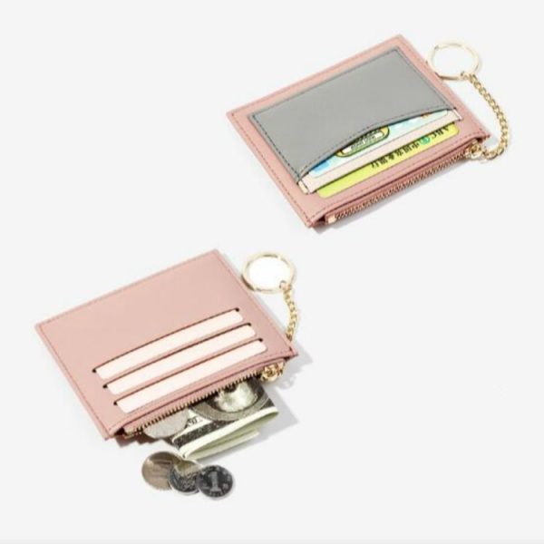 Fashion Stitching Multi-card Zipper Card Bag Multi-function Mini Wallet (Brown) - Image 4