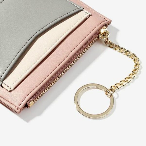 Fashion Stitching Multi-card Zipper Card Bag Multi-function Mini Wallet (Brown) - Image 5