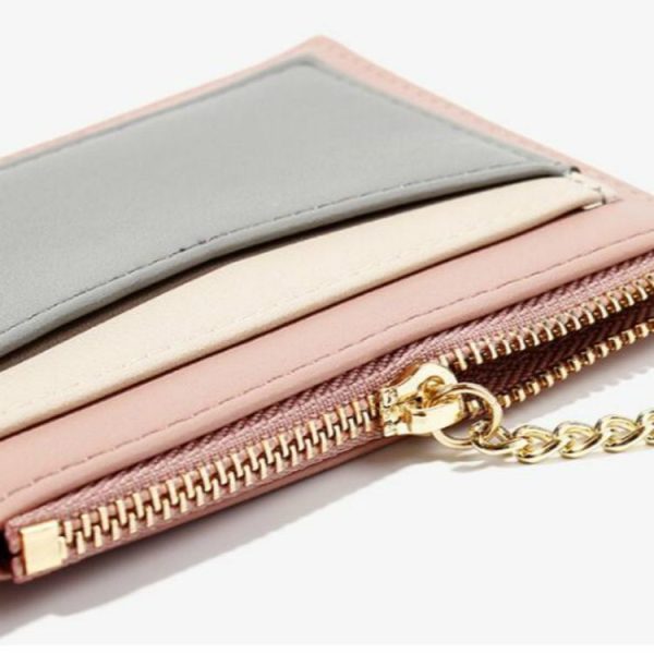 Fashion Stitching Multi-card Zipper Card Bag Multi-function Mini Wallet (Brown) - Image 7