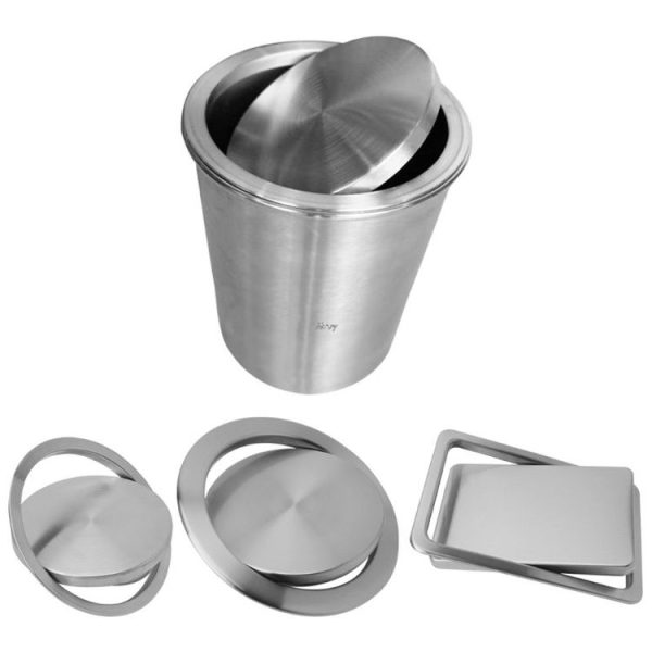 Embedded Type Stainless Steel Swing Cover Flip Kitchen Countertop Trash Can Lid Cap, Size: Round Drawing 20cm Diameter (Silver) - Image 3