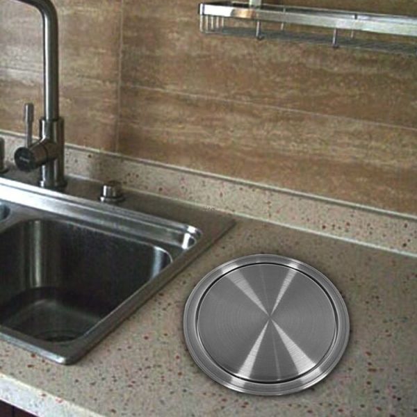 Embedded Type Stainless Steel Swing Cover Flip Kitchen Countertop Trash Can Lid Cap, Size: Round Drawing 20cm Diameter (Silver) - Image 9