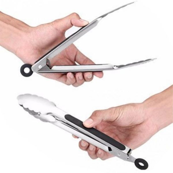 Stainless Steel Silicone Handle Kitchen Food Meat Barbecue Clip, Size: 9 inch - Image 3