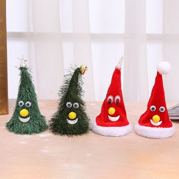 6 inch Electric Cap Christmas Swing Tree Hat Christmas Ornaments Props (Shake Cap with Music) - Image 2