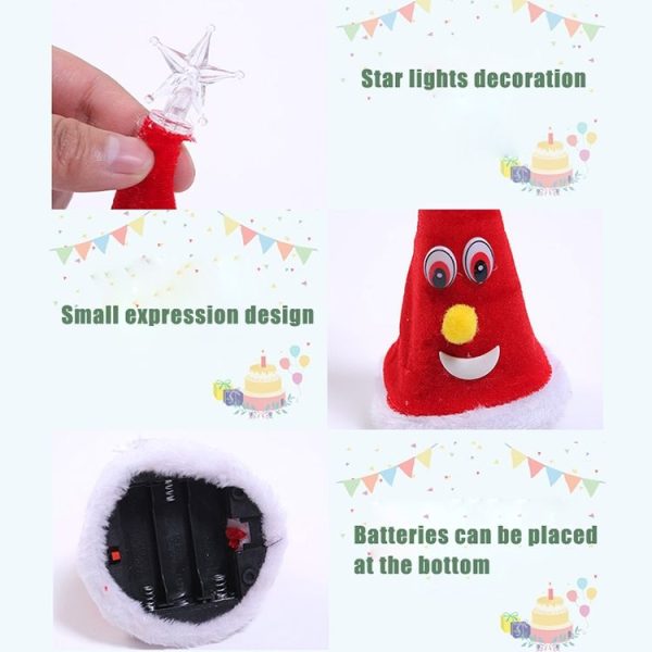 6 inch Electric Cap Christmas Swing Tree Hat Christmas Ornaments Props (Shake Cap with Music) - Image 3