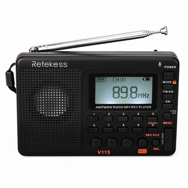 Retekess V-115 Full Band Radio FM AM Portable MP3 Player (Black)