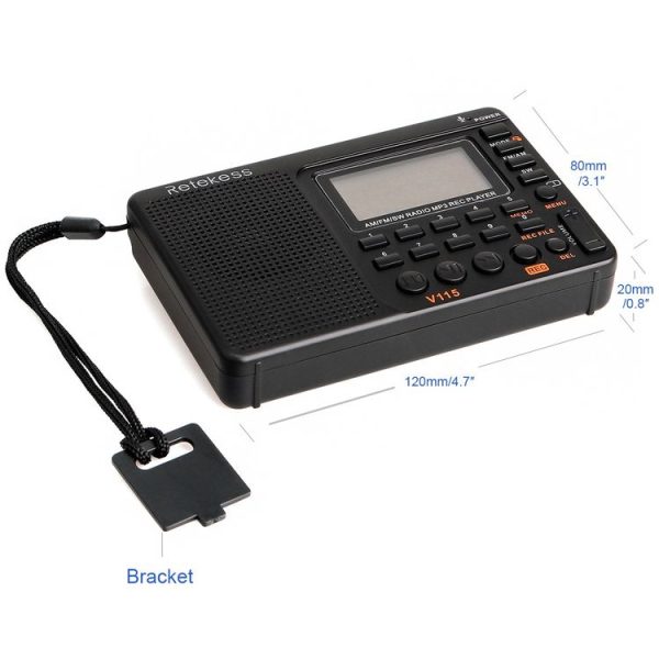 Retekess V-115 Full Band Radio FM AM Portable MP3 Player (Black) - Image 3