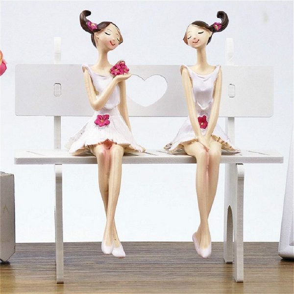 2 PCS Resin Angel Statue Craft Wedding Gift Home Decor, Style: Sitting