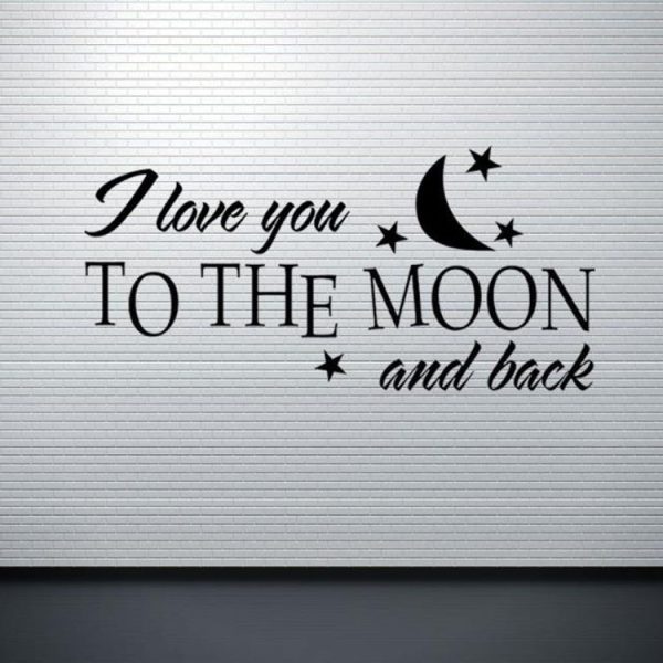 I Love You To The Moon Stars And Moon Cartoon Children Room English Rumors Wall Stickers - Image 2