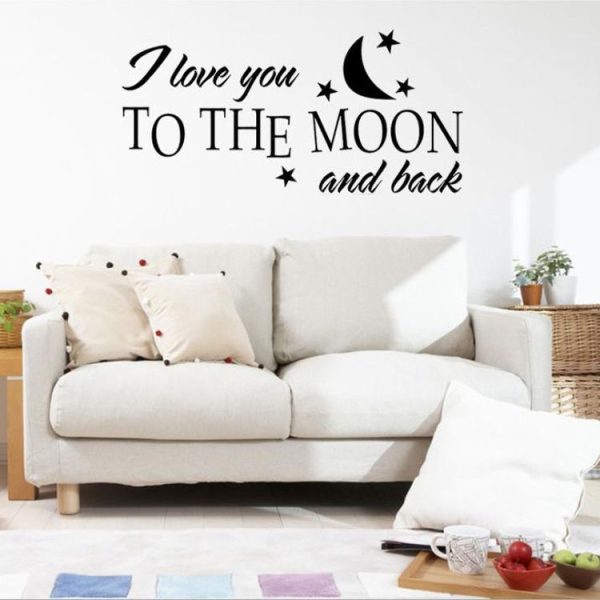 I Love You To The Moon Stars And Moon Cartoon Children Room English Rumors Wall Stickers - Image 3