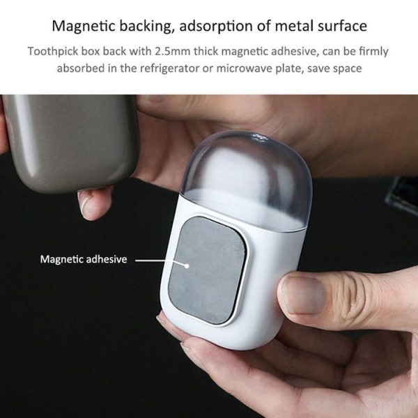 Magnetic Toothpick Holder Container Portable Toothpick Box Refrigerator Microwave Oven Household Table Toothpick Dispenser (White) - Image 6