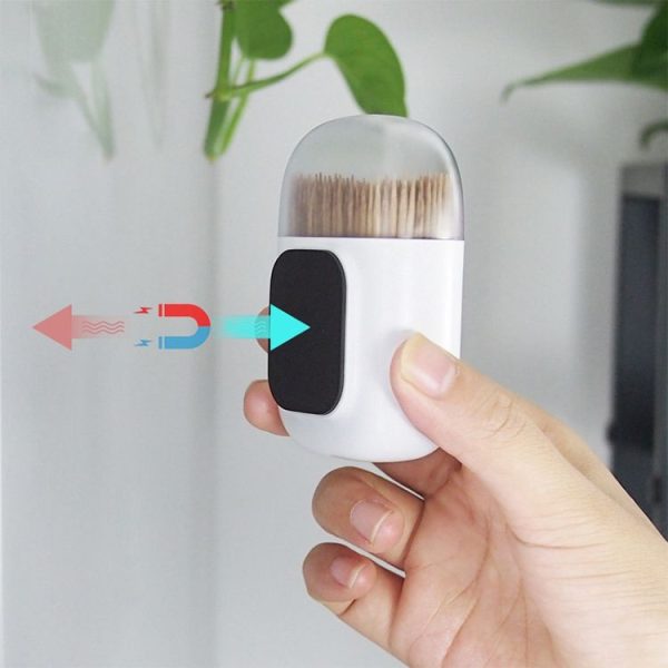 Magnetic Toothpick Holder Container Portable Toothpick Box Refrigerator Microwave Oven Household Table Toothpick Dispenser (White) - Image 7