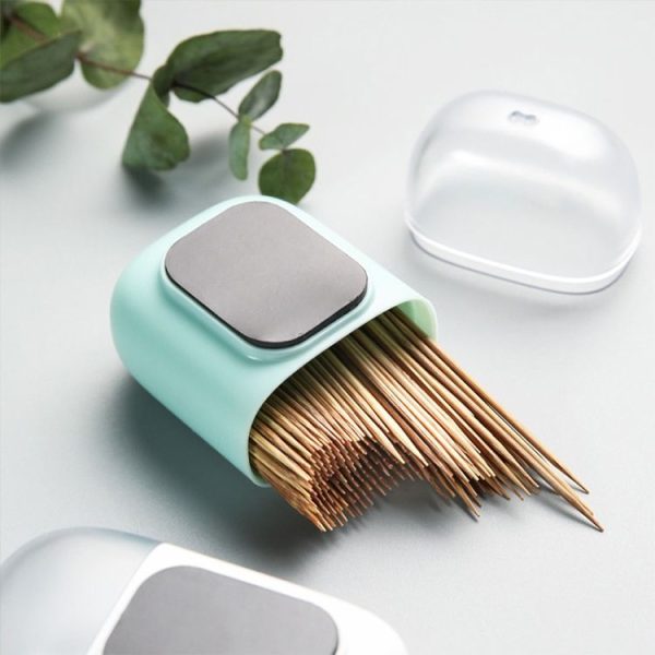 Magnetic Toothpick Holder Container Portable Toothpick Box Refrigerator Microwave Oven Household Table Toothpick Dispenser (White) - Image 9