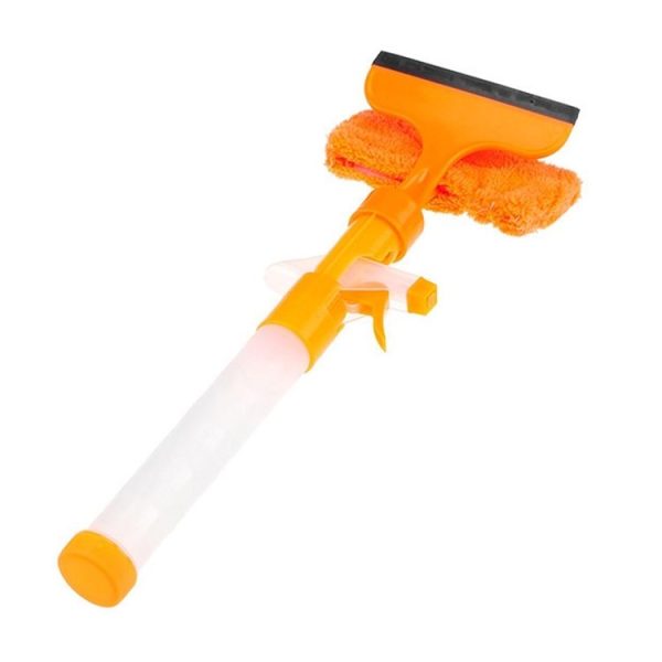 Multi-functional Double-sided Cleaning Scraper Household Tool Spray Water Brush Glass Scraping Tool Cleaner (Orange) - Image 2