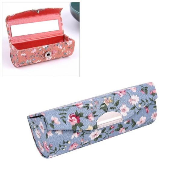 Mini with Mirror Portable Makeup Box Lipstick Box (Blue)
