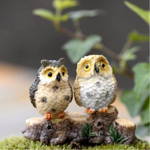 2 PCS Moss Micro Landscape Creative Resin Mini Owl Ornament, Random Color Delivery