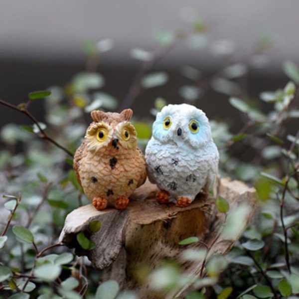 2 PCS Moss Micro Landscape Creative Resin Mini Owl Ornament, Random Color Delivery - Image 3