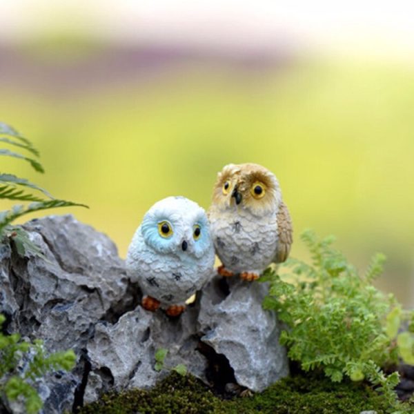 2 PCS Moss Micro Landscape Creative Resin Mini Owl Ornament, Random Color Delivery - Image 4