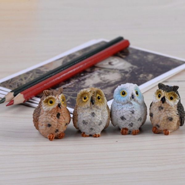 2 PCS Moss Micro Landscape Creative Resin Mini Owl Ornament, Random Color Delivery - Image 5