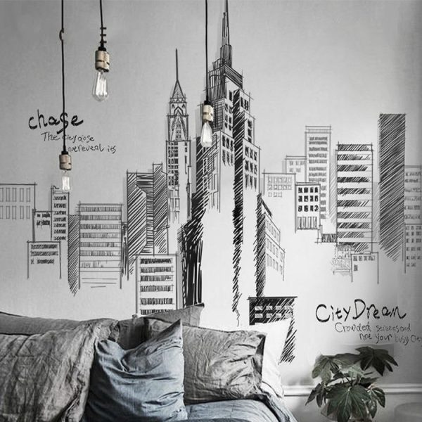 Creative City Building Wall Sticker Bedroom Living Room Sofa TV Background Wall Decoration Large Stickers (City) - Image 3
