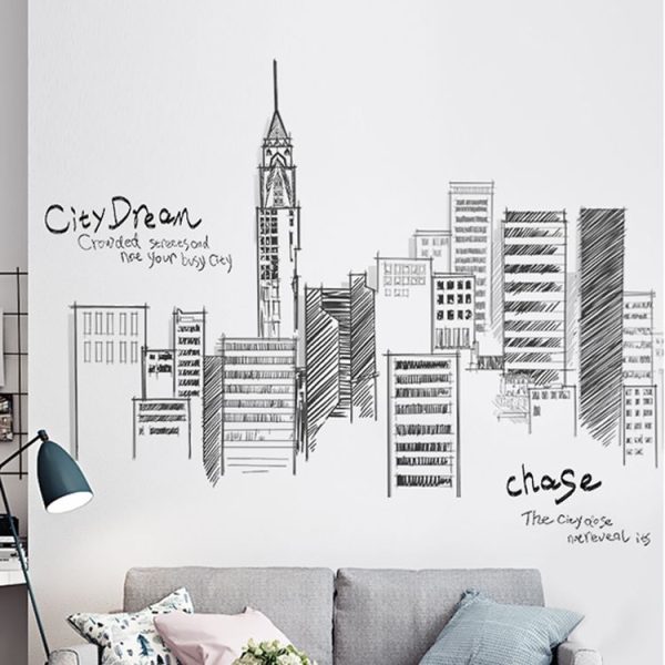 Creative City Building Wall Sticker Bedroom Living Room Sofa TV Background Wall Decoration Large Stickers (City) - Image 4