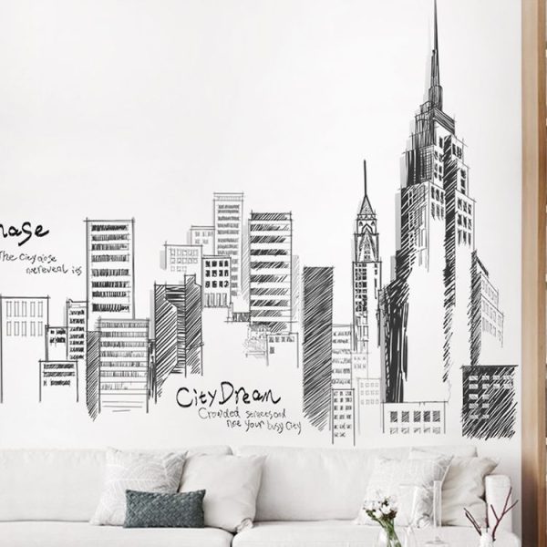 Creative City Building Wall Sticker Bedroom Living Room Sofa TV Background Wall Decoration Large Stickers (City) - Image 6