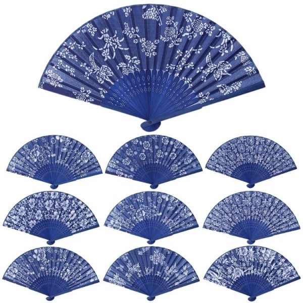 2 PCS 6 inch Women Single-sided Bamboo Fan Fabric Fan Featuring Craft Fan, Random Pattern Delivery - Image 3