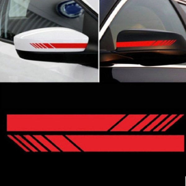 10 PCS Simple Rearview Mirror Car Stickers Rearview Mirror Personality Scratches Reflective Car Stickers (Red)